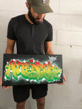 Medium size custom graffiti letters canvas spraypaint urban art Blackbook Custom Ink